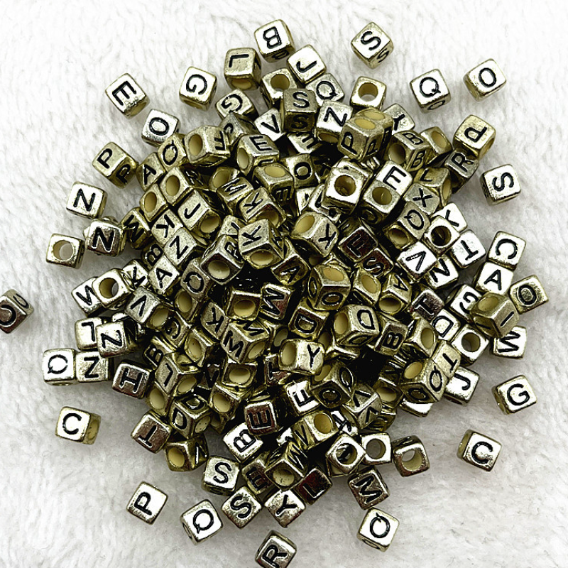 6mm Square & Round Acrylic Alphabet Beads - Colorful Enamel Letter | Acrylic Bead for DIY Bracelet Keychain Jewelry Making