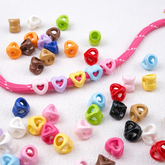 Hollow Heart Large Hole Acrylic Beads - 9mm Lacquered Heart Charms | Acrylic Bead for DIY Bracelet Keychain Jewelry Making