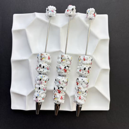 Classic Cartoon Puppy & Friend 3D Beadable Pens | DIY Beadable Pen Craft Gift Idea