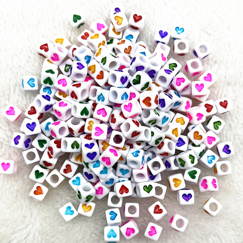 6mm Square & Round Acrylic Alphabet Beads - Colorful Enamel Letter | Acrylic Bead for DIY Bracelet Keychain Jewelry Making