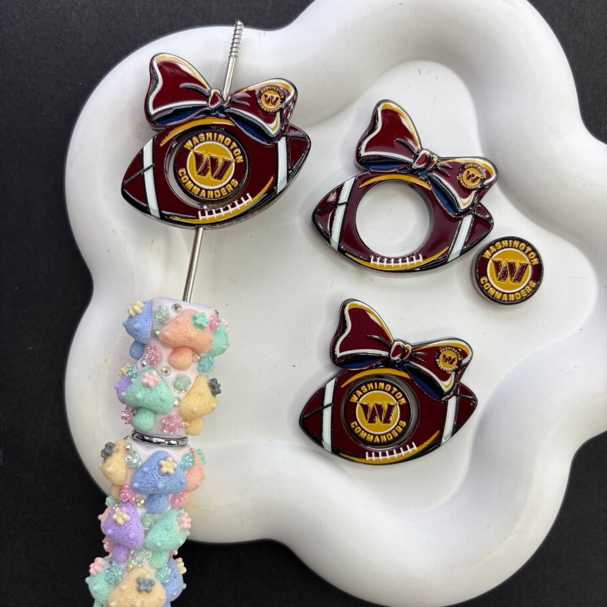 Football Bow Diamond Painting Accessories Collection | Acrylic Pen Topper & Sport Ball Cover Minder Set