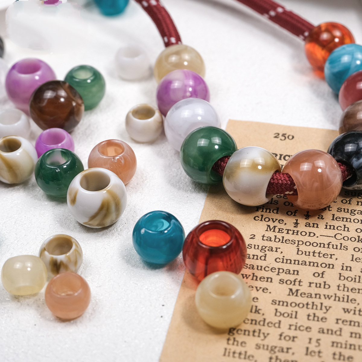 100pcs Mixed Color Big Hole Acrylic Beads - 10mm 12mm 14mm Size | Acrylic Bead for DIY Bracelet Keychain Jewelry Making