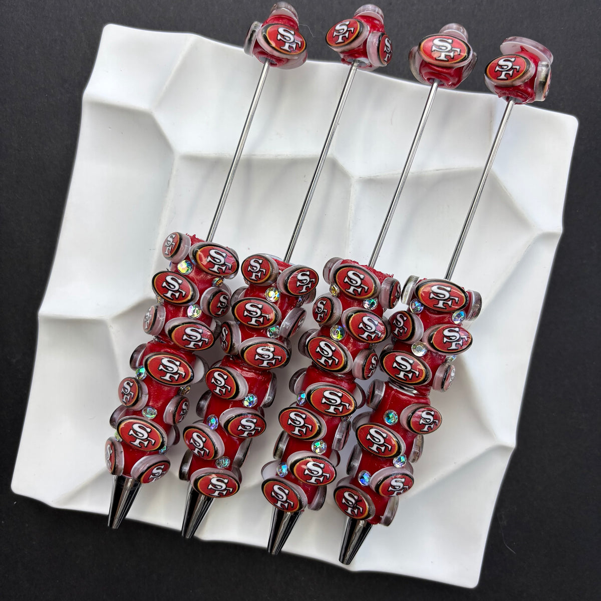 NFL Football Team Completed Beadable Pens - Custom San Francisco 49ers, Dallas Cowboys, KC Chiefs Sports Fan Luxury Crystal Writing Pens Gift