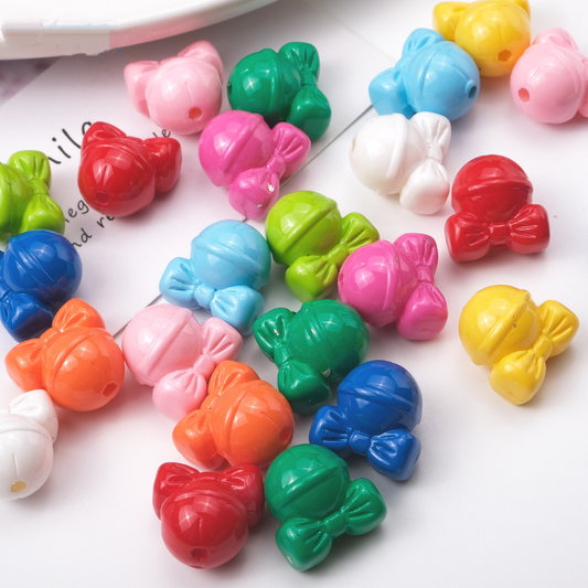 Painted Colorful Cute Bow Bell Straight Hole Beads