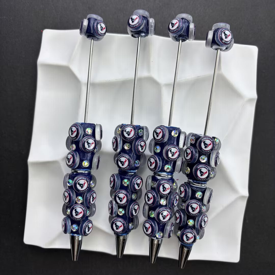 NFL Football Team Completed Beadable Pens - Custom San Francisco 49ers, Dallas Cowboys, KC Chiefs Sports Fan Luxury Crystal Writing Pens Gift