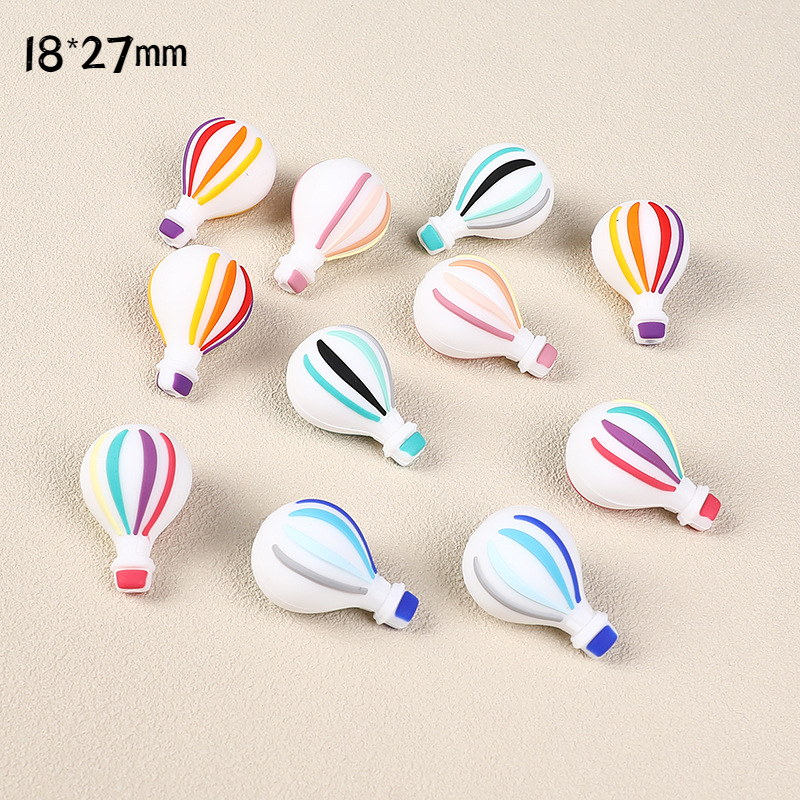 New Colorful Striped Hot Air Balloon 3D Silicone Focus Beads