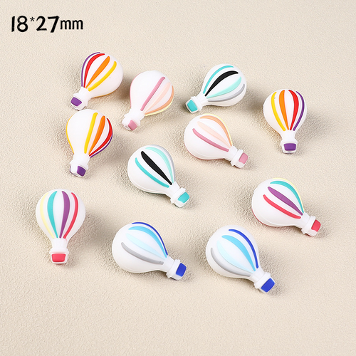 New Colorful Striped Hot Air Balloon 3D Silicone Focus Beads