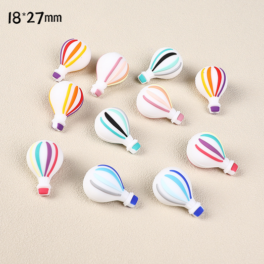 New Colorful Striped Hot Air Balloon 3D Silicone Focus Beads