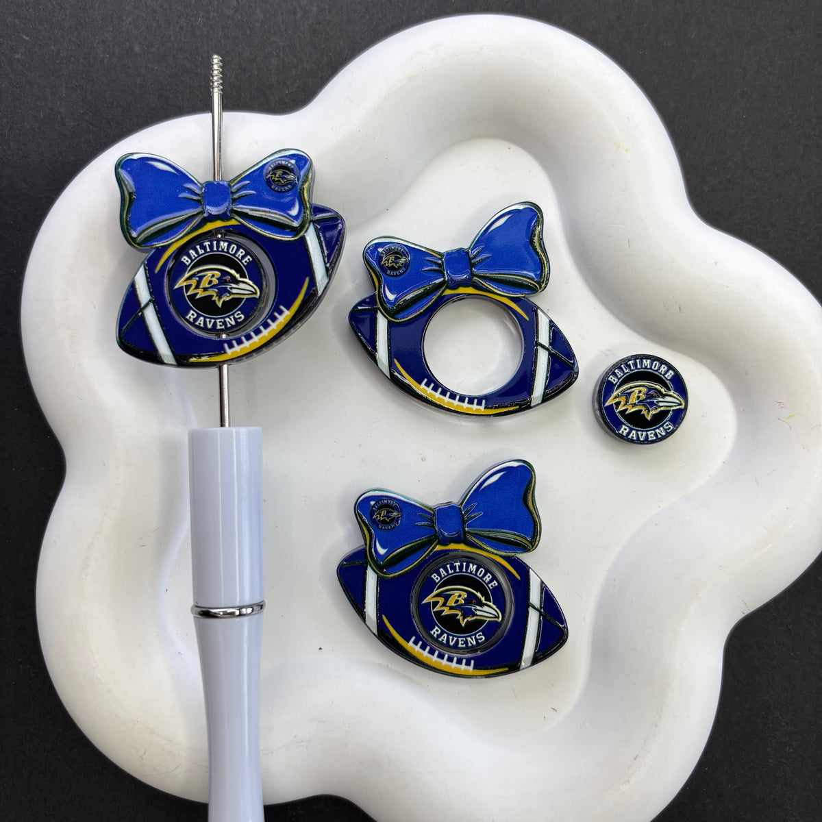 Football Bow Diamond Painting Accessories Collection | Acrylic Pen Topper & Sport Ball Cover Minder Set