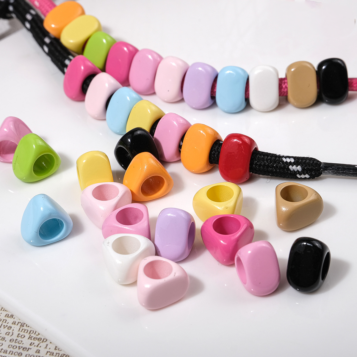 6mm Large Hole Triangle Acrylic Beads - 10.5mm Lacquered Chunky | Acrylic Bead for DIY Bracelet Keychain Jewelry Making